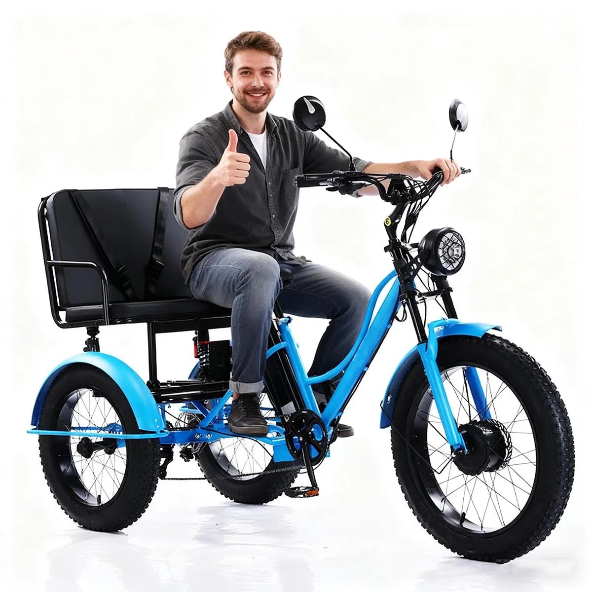 Elektrisches Dreirad für Erwachsene, 24-Zoll-Fatbike-Reifen, 48-V-Akku, für Fahrten im Freien