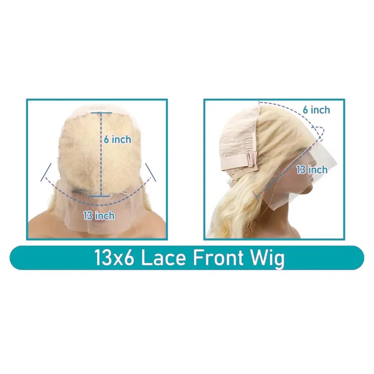 Schöne Echthaar-Perücke, gewellt, blond, mit Spitze vorne(20inches)