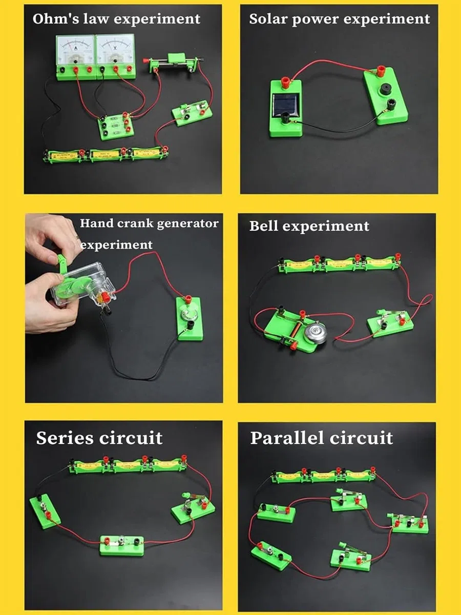 Komplettes Physik-Elektromagnetismus-Experimentierset – Reihen-/Parallelschaltungen, Fruchtbatterie und unbekannte Widerstandsmessung