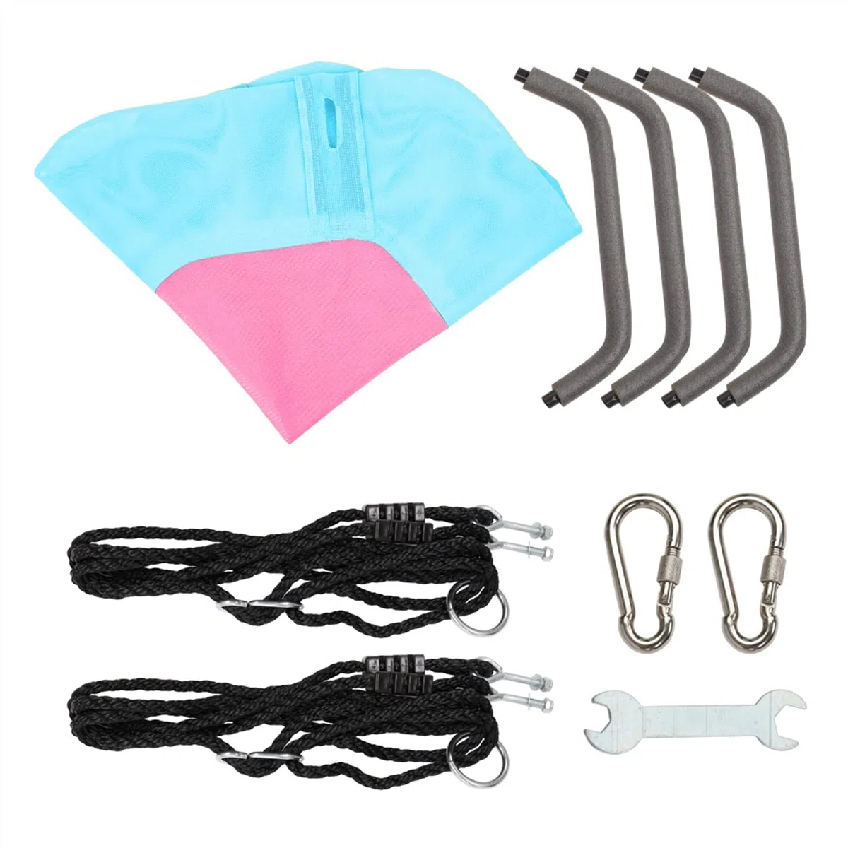 Schaukeln 40-Zoll-Sechseck-Swing-Textilene-Swing mit 2 Karabinern einstellbare Seil-Untertassenbaumschwingen (Rosa Blau) Multifunktions Trapeze