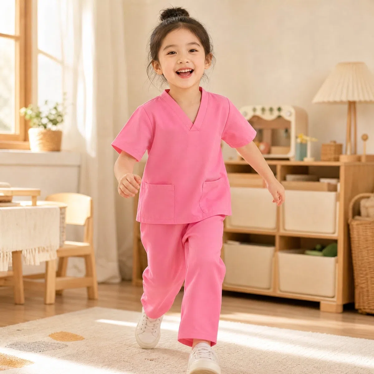 Kinder-Arztkostüm aus Polyester weich verarbeitet Krankenhaus-Rollenspielkostüm leicht Krankenschwesterkostüm für Rollenspiel, Schultheater, Fasching