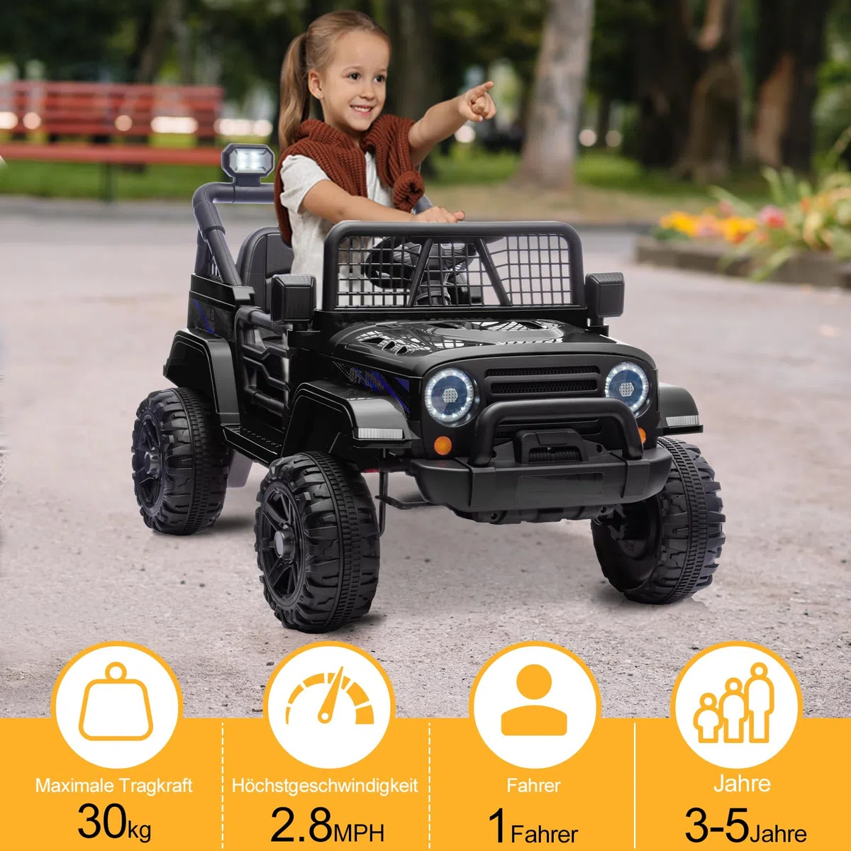 LALAHO Elektroauto für Kinder 12V Elektrofahrzeuge für Kinder (Schwarz 1)