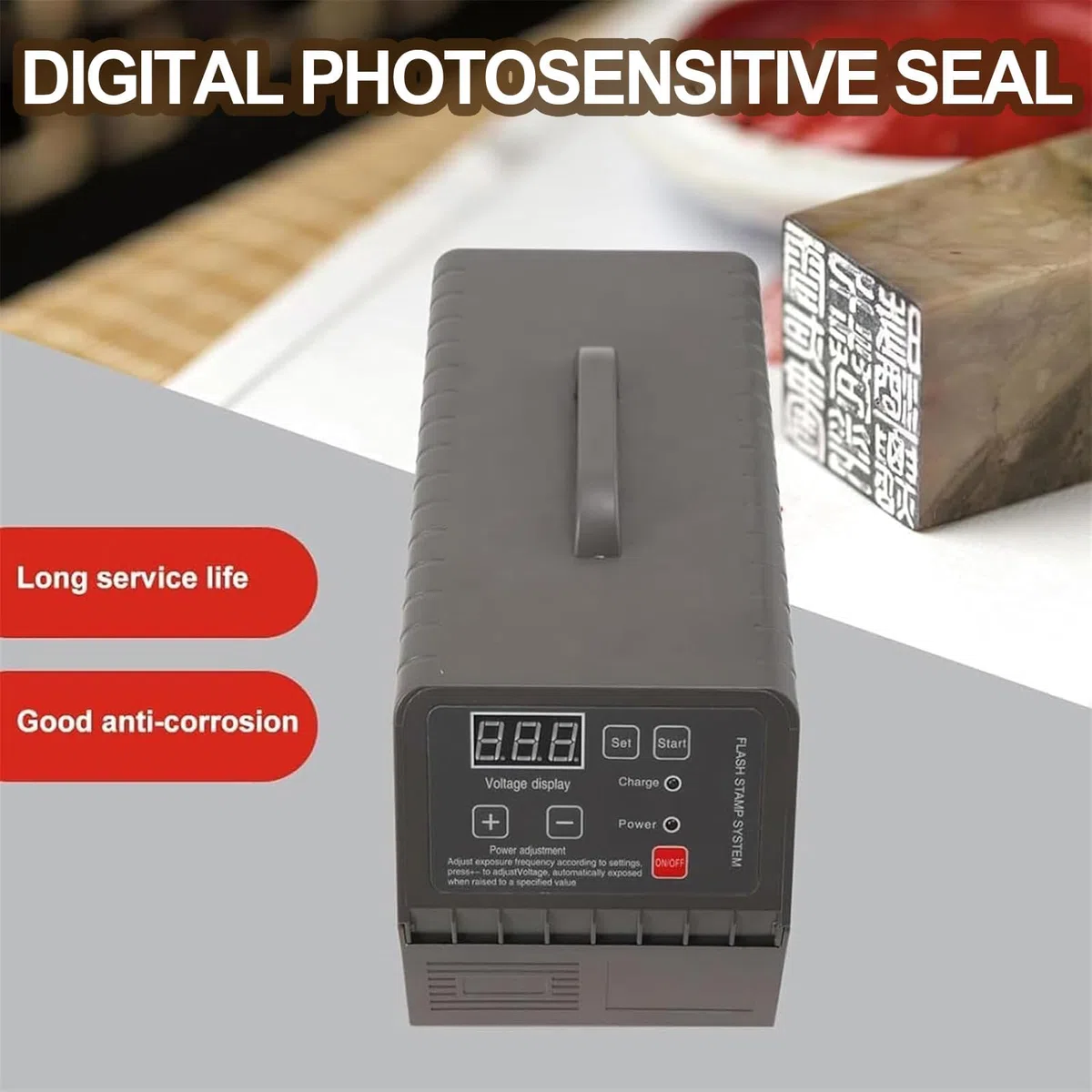 Digital Stamp Making Machine for Photosensitive Seal Creation, Adjustable Modes 1-3, Portable DIY Seal Maker with LED Display, Ideal for Cartoon Stamps