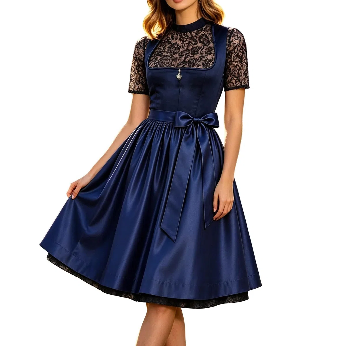 Generisch Elegantes Cosplay-Kleid im bayerischen Stil, bestehend Spitzenweste Schürze, perfekt für Partys, Festivals.