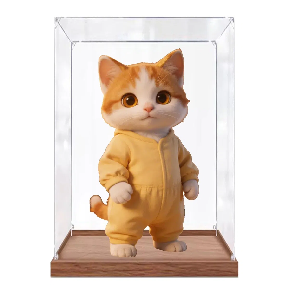 30 x 30 x 30 cm große Actionfiguren-Vitrine aus transparentem Acryl, staubdichte Aufbewahrungsbox mit Holzsockel, stapelbare Spielzeugpuppen-Organizer-Vitrine (30 x 30 x 30 cm)
