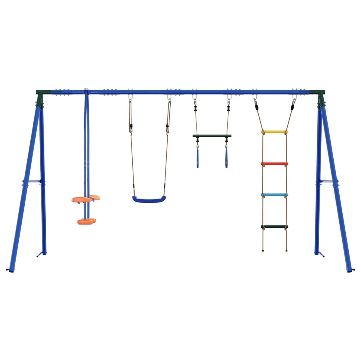 Outdoor Schaukelset mit Gestell, Stahl und PE, Mehrfarbig, 330x185x185 cm, für Kinder 3-10 Jahre, Garten Spielplatz3429832