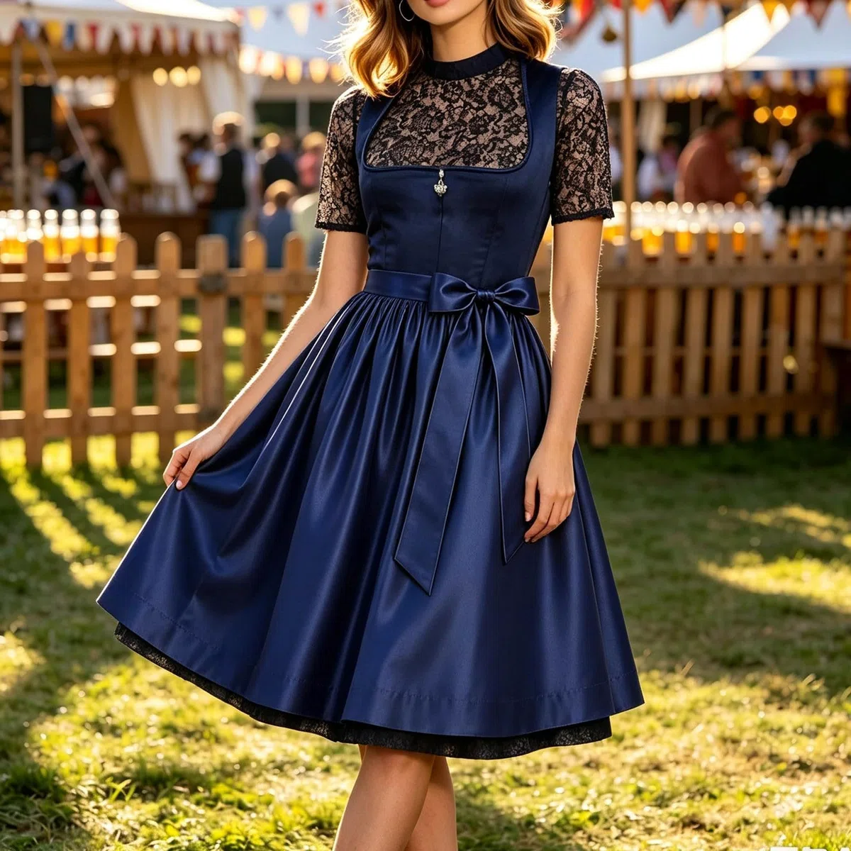 Generisch Elegantes Cosplay-Kleid im bayerischen Stil, bestehend Spitzenweste Schürze, perfekt für Partys, Festivals.