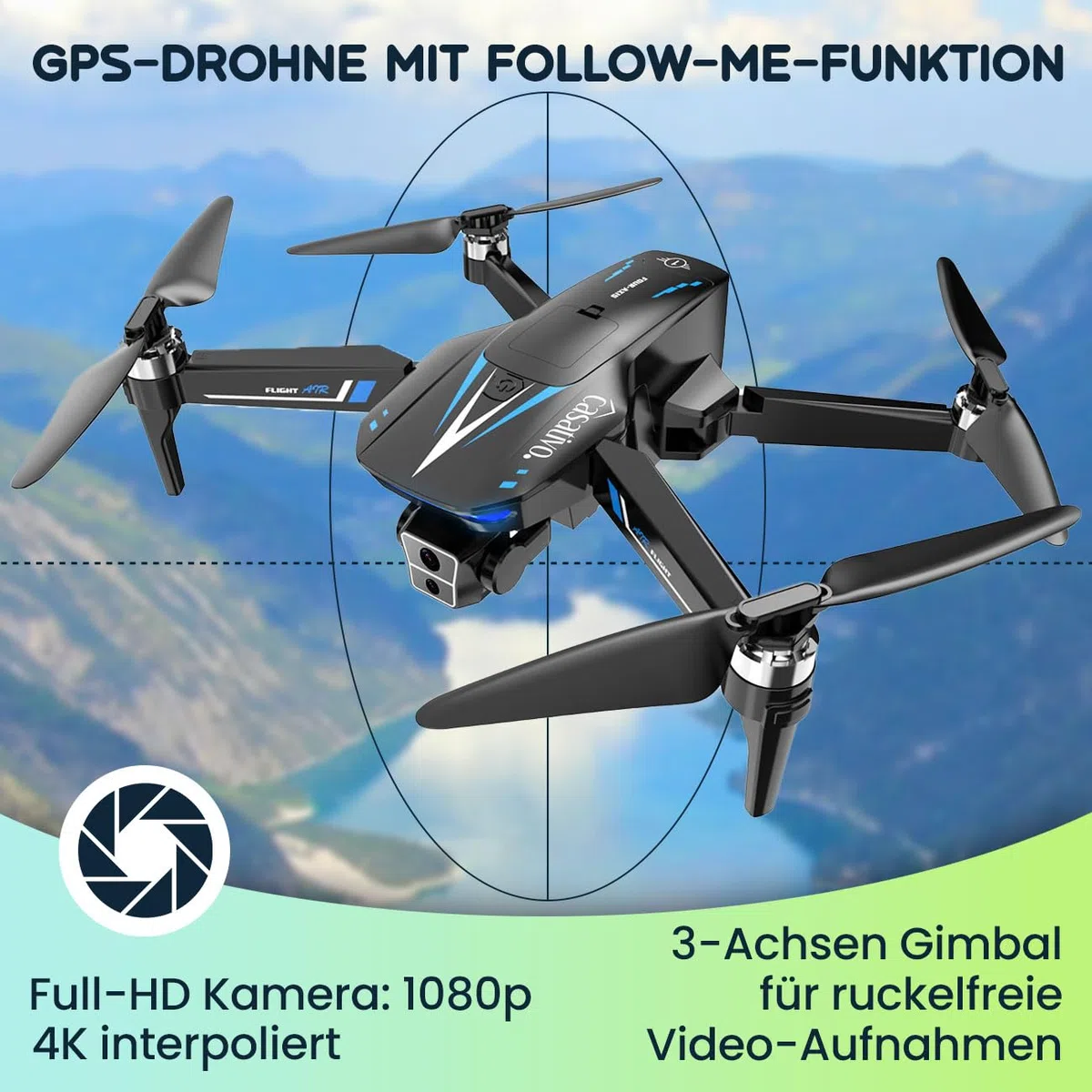 Profi GPS-Drohne mit Full-HD-Kamera, inkl. Ersatz-Akku: Gestochen scharfe Luftaufnahmen – 800m Reichweite & kompaktes Design für Abenteurer