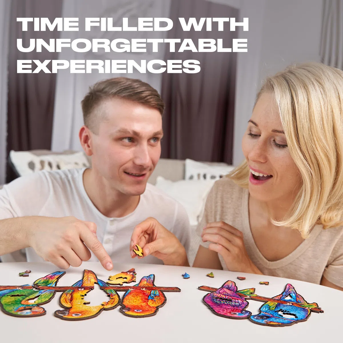 UNIDRAGON Holzpuzzle für Erwachsene - Playful Parrots Puzzle - 620 Teile