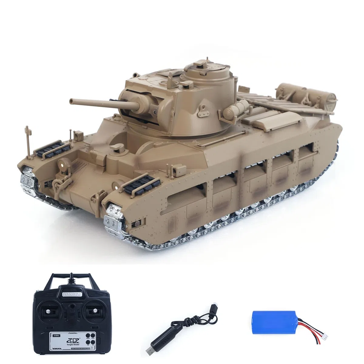 1/16 Tongde RC-Panzer Matilda III IV IR Turm Drehung 320 Grad Elektrisch Fernsteuerung Militärfahrzeug Metallgetriebe Laufrolle