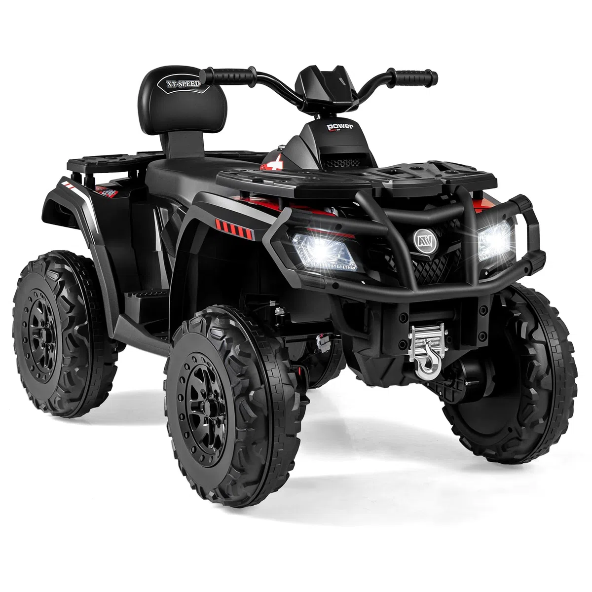 RELAX4LIFE Kinder Quad Elektro 24V, Kinderquad mit 4 Motoren, Schwarz