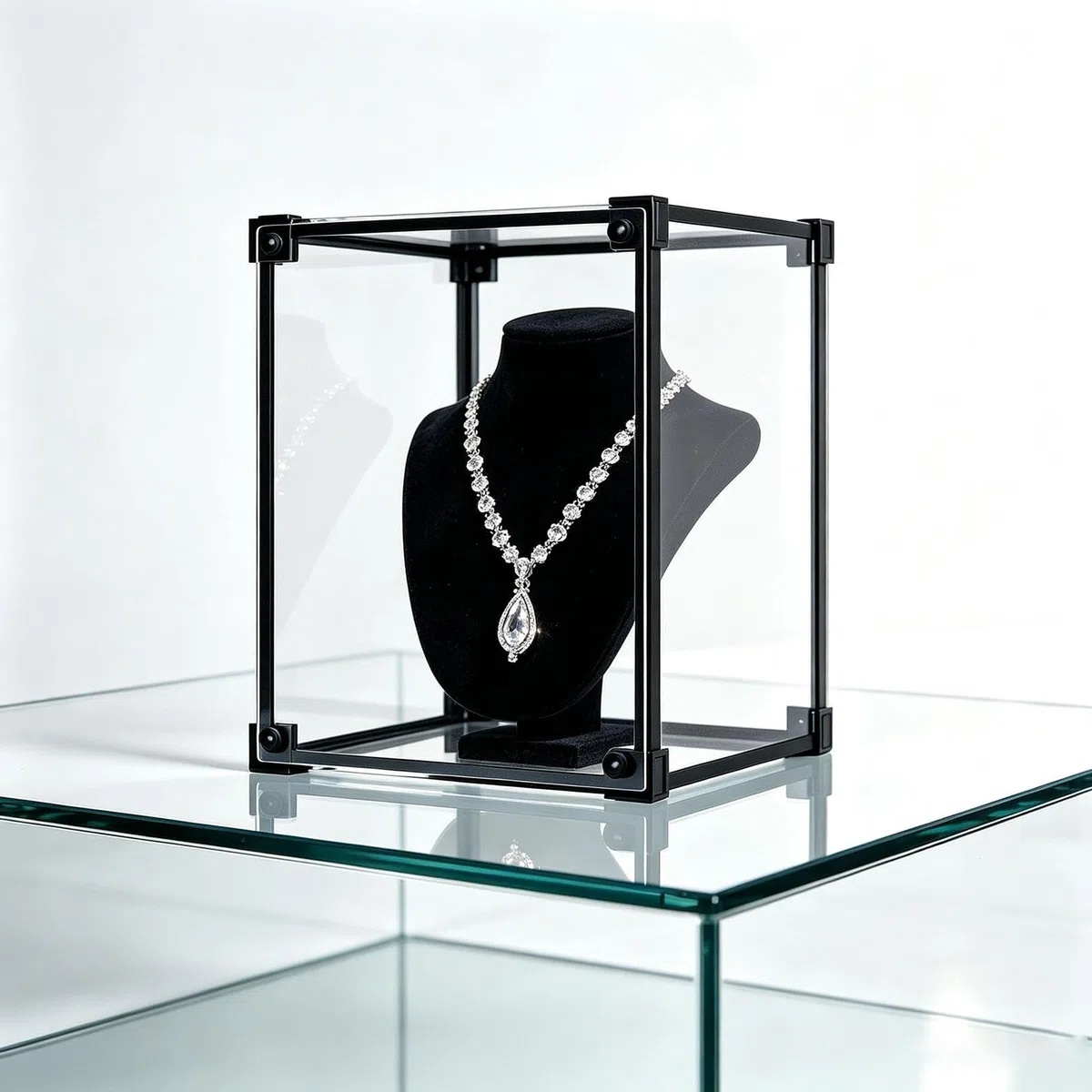 Acryl Vitrine Mit Schwarzem Rahmen, Diamond-Präsentationsbehältern