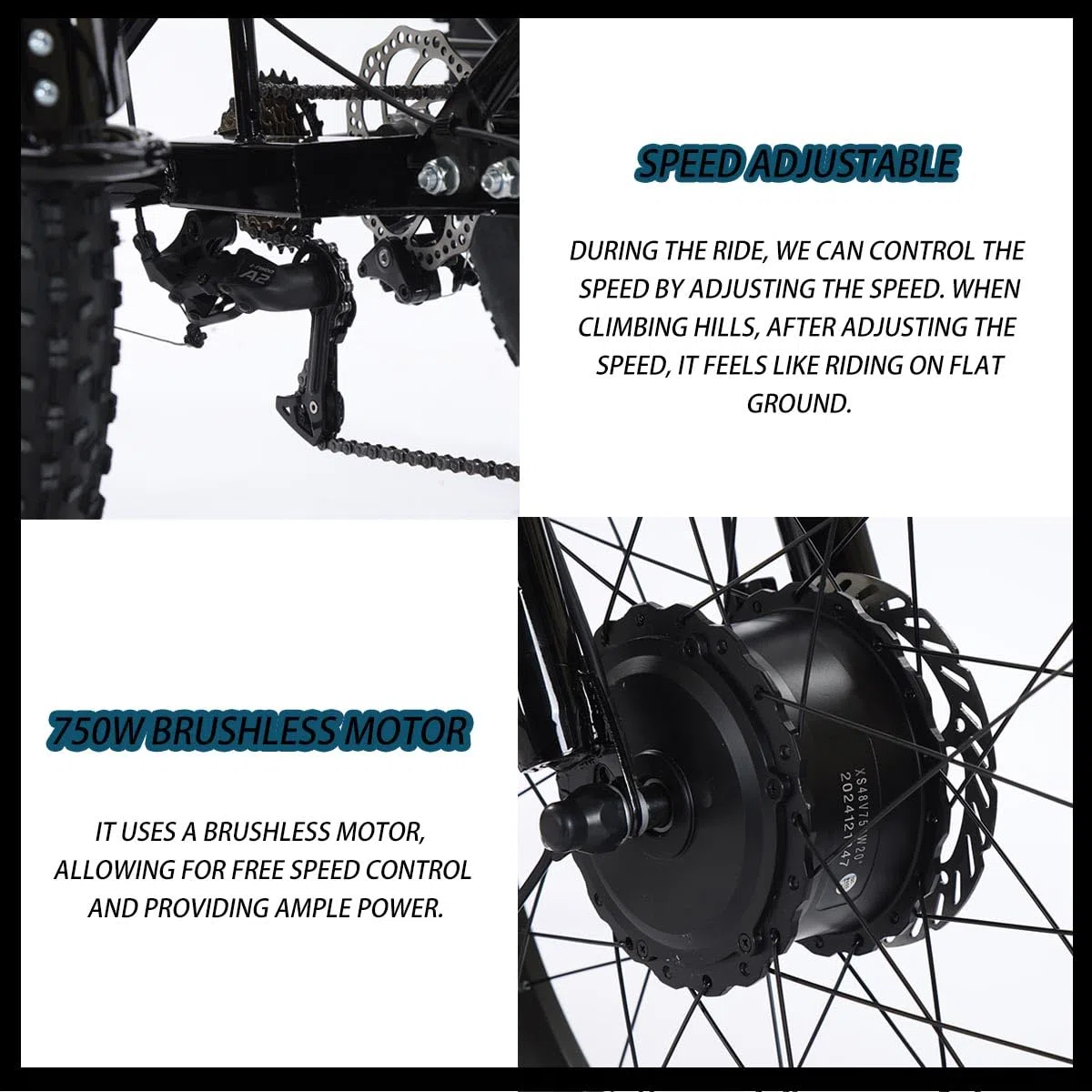 Elektrisches Dreirad für Erwachsene, 24-Zoll-Fatbike-Reifen, 48-V-Akku, für Fahrten im Freien