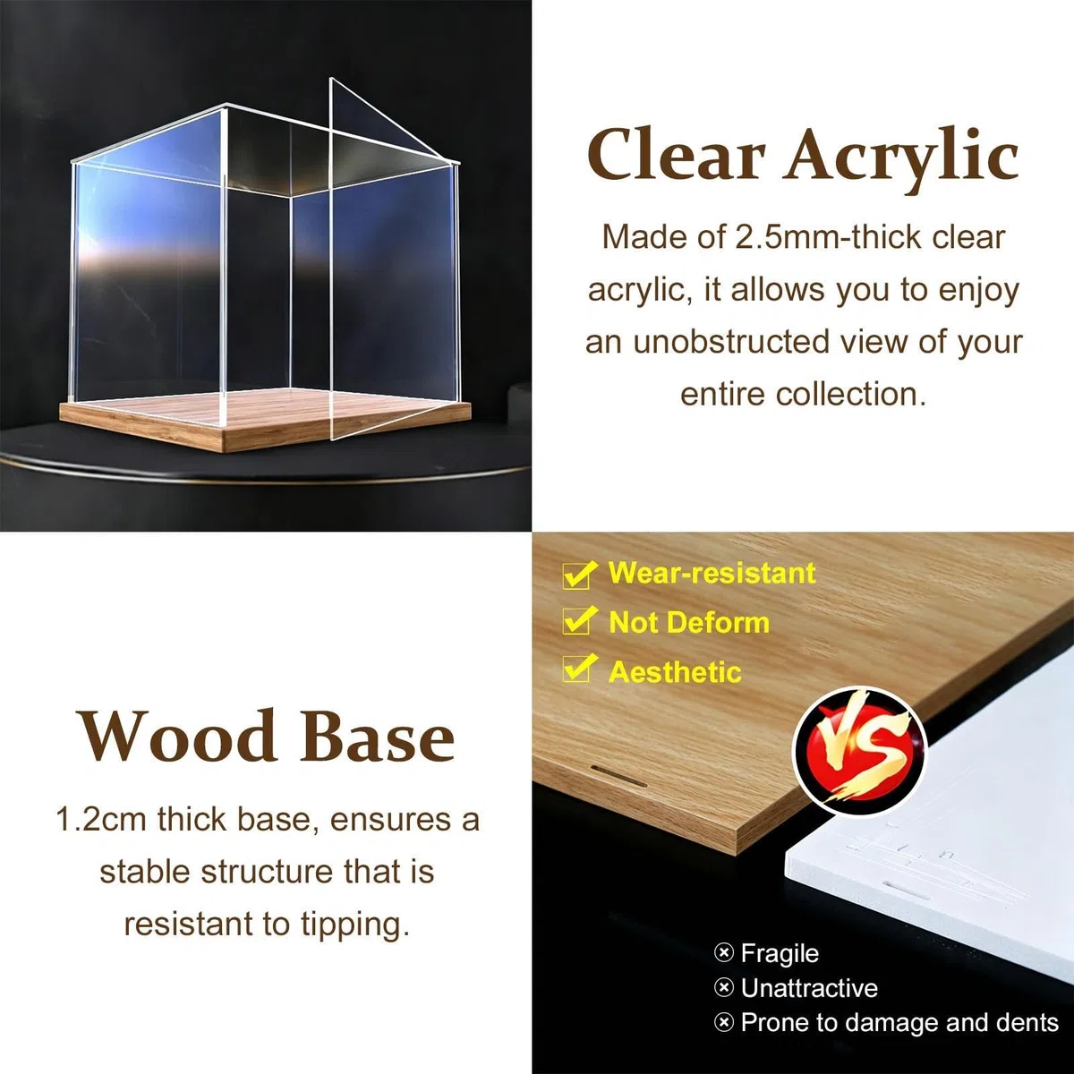 Acryl Vitrine Türöffnende Acryl-Vitrine, Stapelbar und Staubdicht