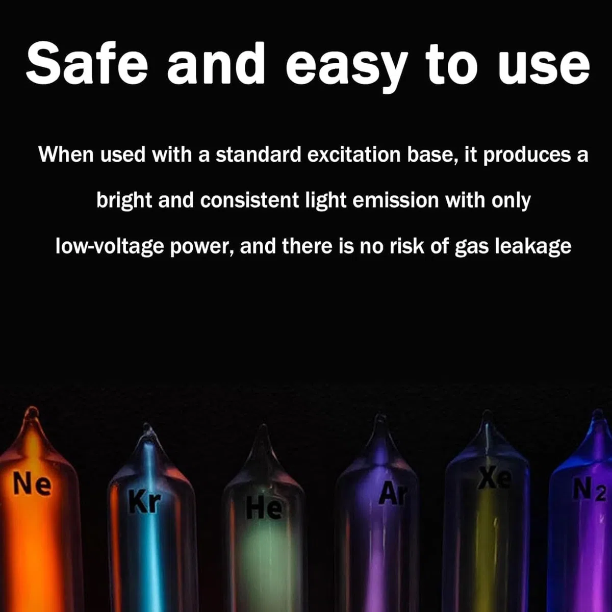 Edelgas-glimmentladungs-demonstrationsset, 6 Glasröhrchen Mit Anregungsbasis, He/ne/AR/kr/xe/n2 Für Den Chemie- Und Physikunterricht
