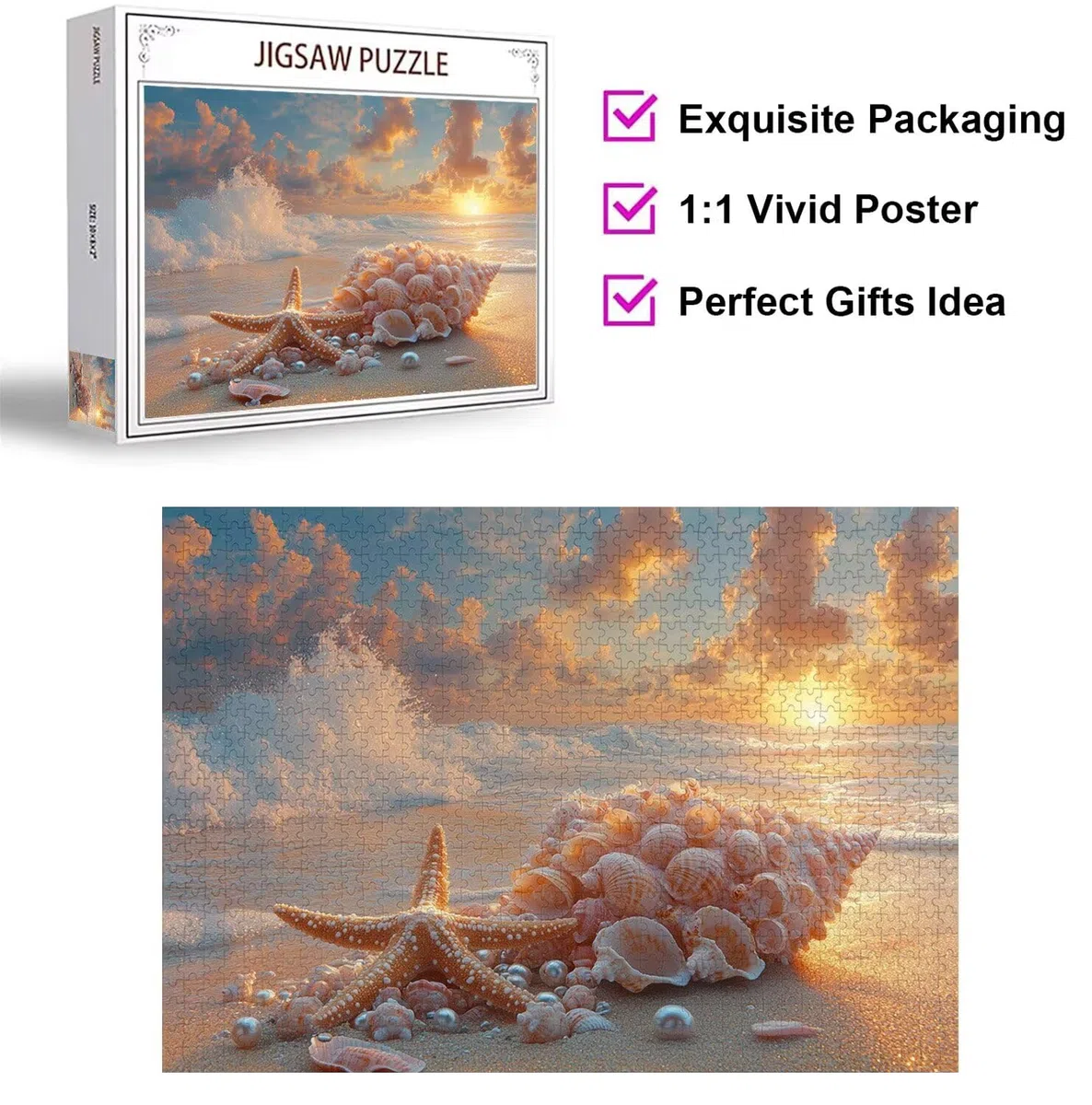 Seesterne Puzzle 4000 Teile, Holzpuzzle Erwachsene, Strand, n-219