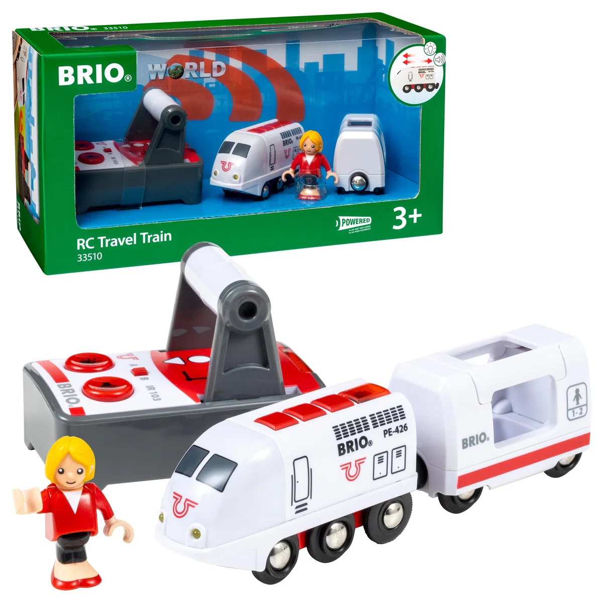 BRIO World 36010 Gebirgs-Frachten Set Deluxe - Eisenbahn-Spaß auf Mehreren Ebenen & World 33510 IR Express Reisezug - Elektrische Lokomotive mit Fernsteuerung