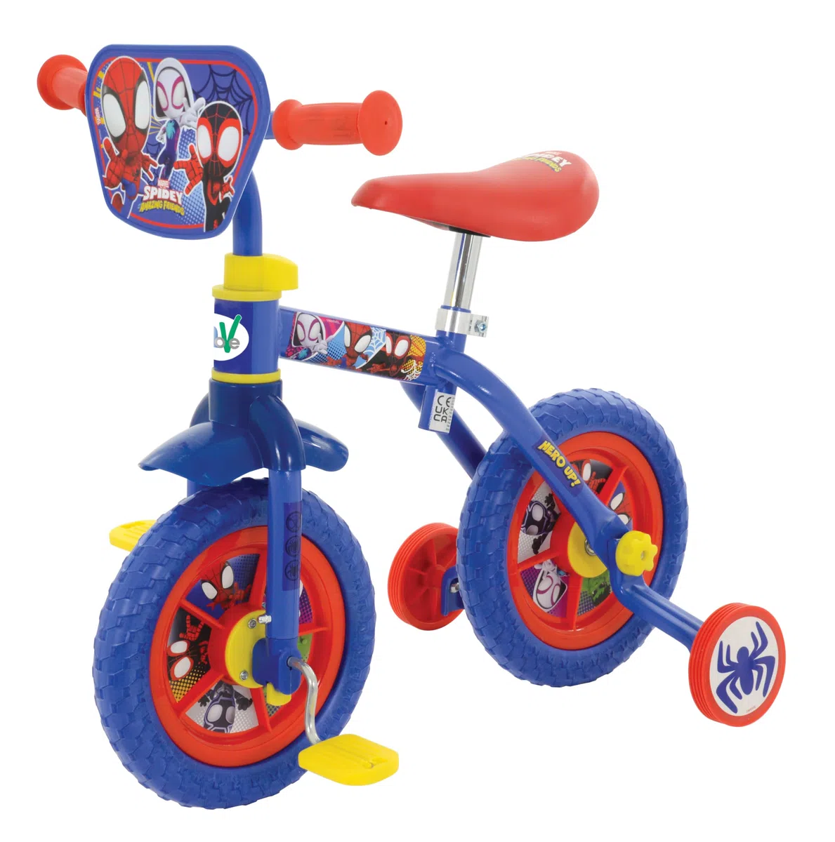 Spidey & His Amazing Friends 2-in-1-Trainingsfahrrad für Kinder, 25,4 cm verstellbar, für Kinder ab 2 Jahren, abnehmbare Pedale und Stabilisatoren