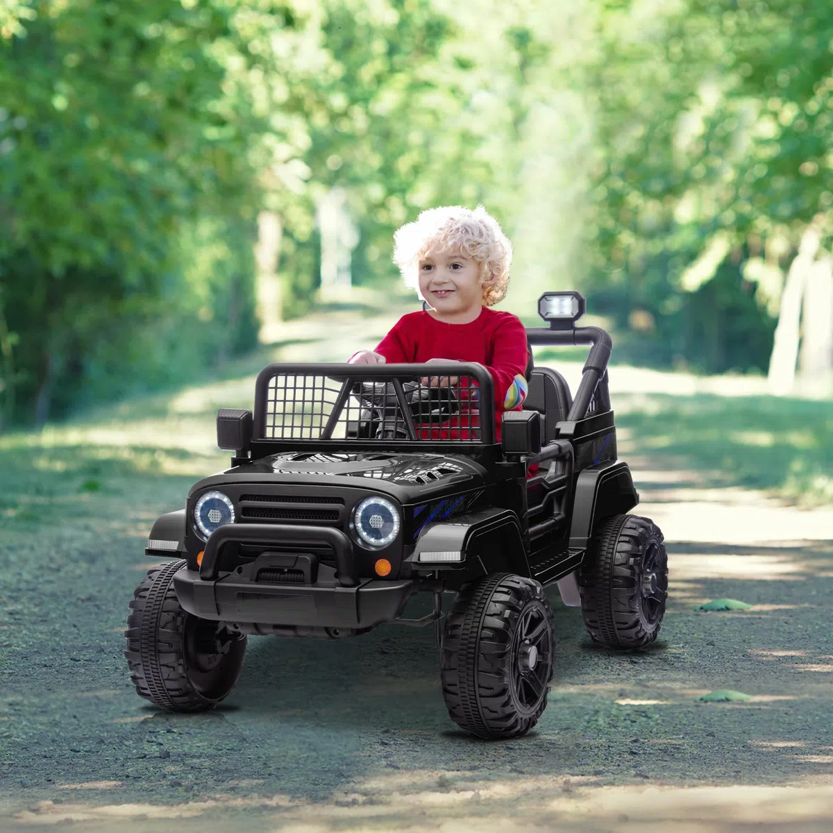 LALAHO Elektroauto für Kinder 12V Elektrofahrzeuge für Kinder (Schwarz 1)