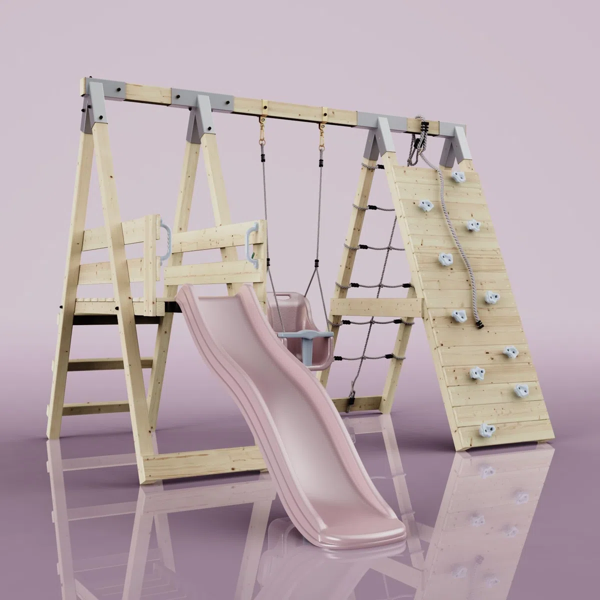 PolarPlay Klettergerüst Hummel aus Holz in Rosa