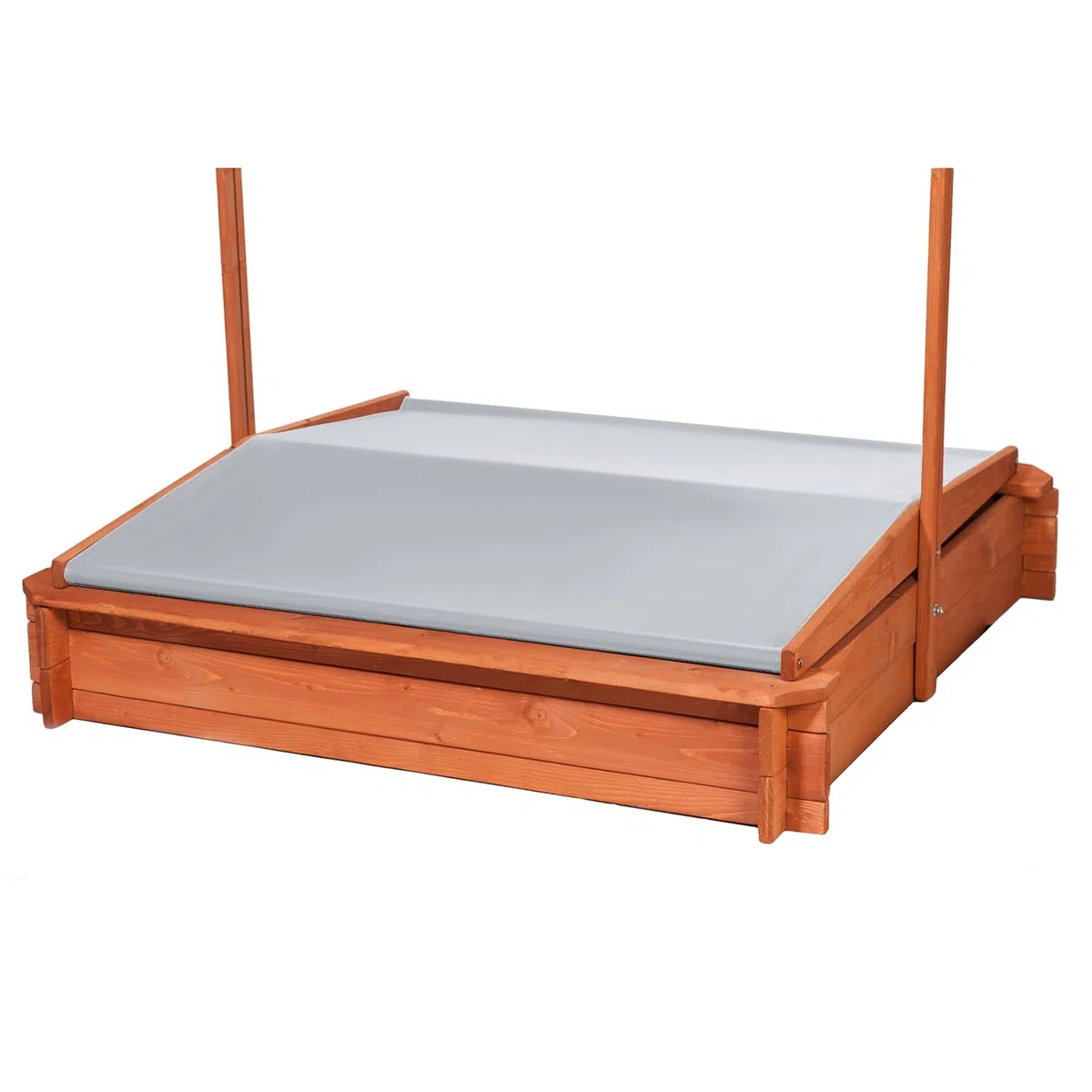 Sandkasten mit Sonnendach Abdeckung Sandkastenvlies 118 x 118 x 118 cm Kiefern-Holz für Kinder Outdoor 24215