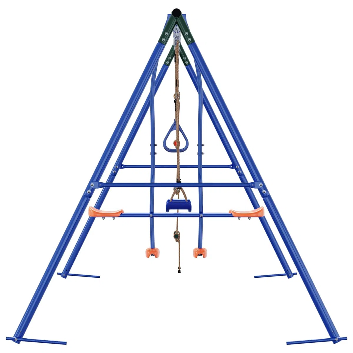 Outdoor Schaukelset mit Gestell, Stahl und PE, Mehrfarbig, 330x185x185 cm, für Kinder 3-10 Jahre, Garten Spielplatz3429832