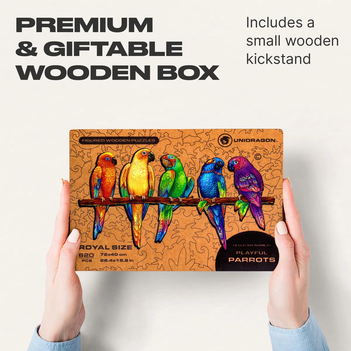 UNIDRAGON Holzpuzzle für Erwachsene - Playful Parrots Puzzle - 620 Teile