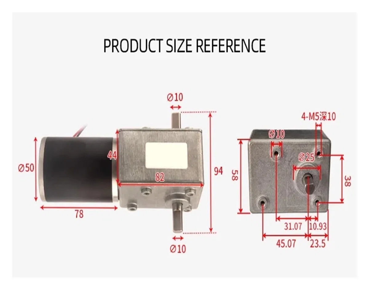 Schneckengetriebemotor, 12 V 24 V Vorwärts- und Rückwärtsgeschwindigkeit einstellbar 1,5 U/min ~ 295 U/min Hochdrehmoment-Gleichstrommotor mit Doppelwelle (1,5 U/min, 12 V)