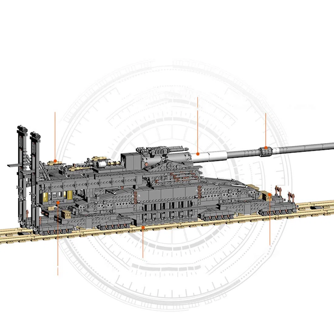3846 Stücke DIY Dora Cannon Baustein Modell Weltkrieg Modell Panzer Eisenbahn Bausteine für Erwachsene, Kinder