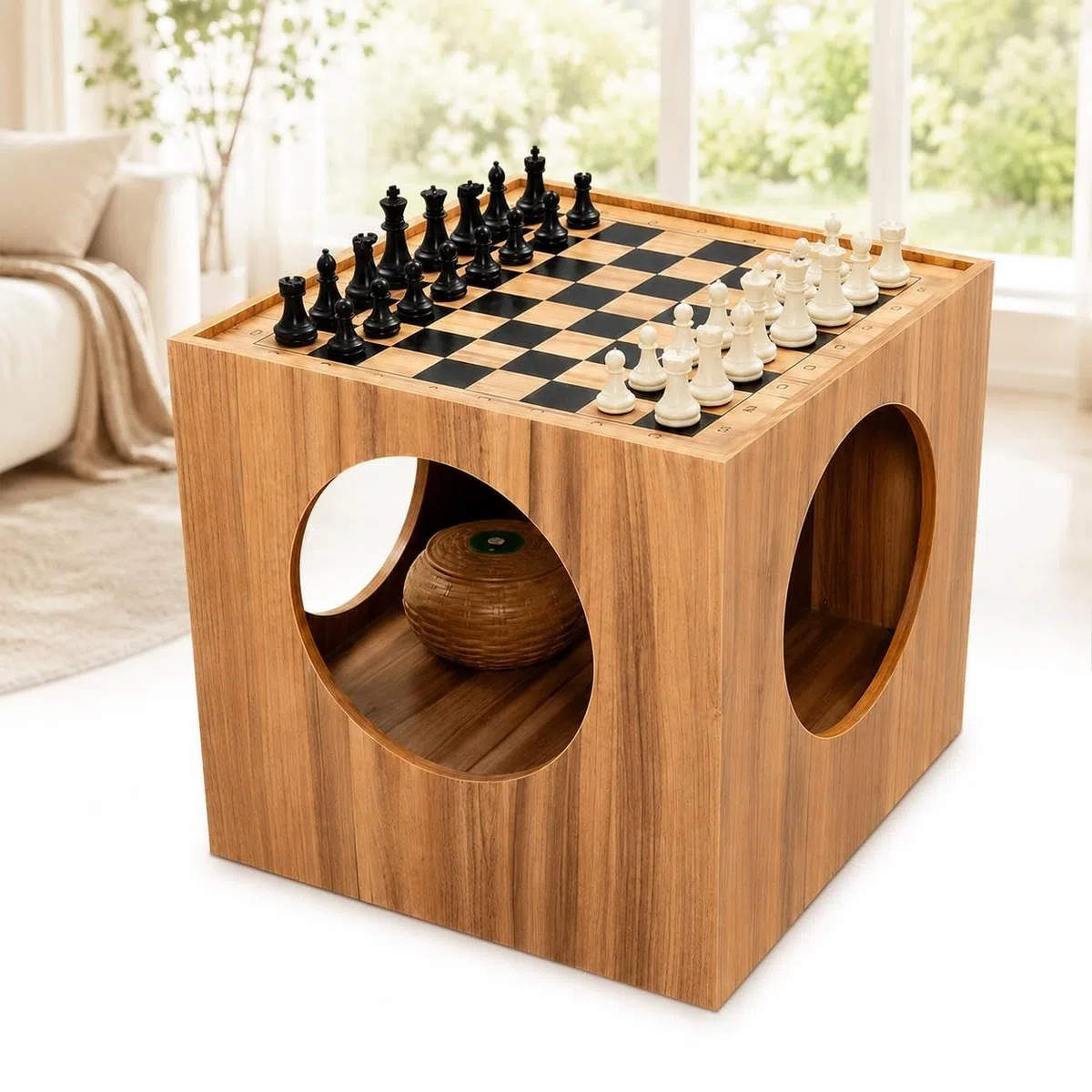 Reversible Chess Go-Tischplatte, Elegantes Natur
