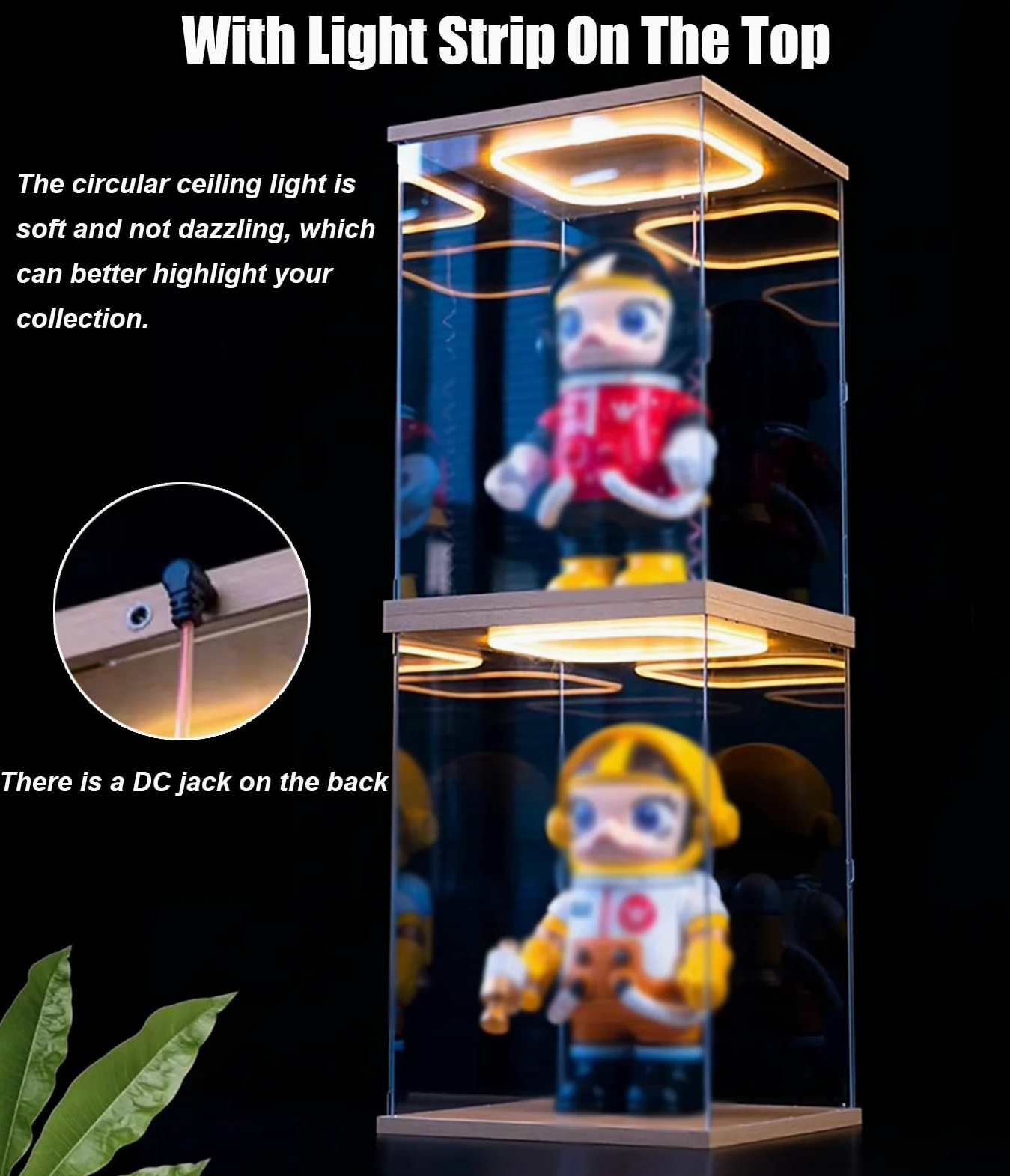 Acryl Vitrine Hohe, Transparente Acrylvitrine Von Figures Dalls, Staubdichte Aufbewahrungsbox mit LED-Beleuchtung, Schutz für Thekenvitrinen für Sammlerstücke, Modelle Und Modellautos(40x45x60cm/16x18