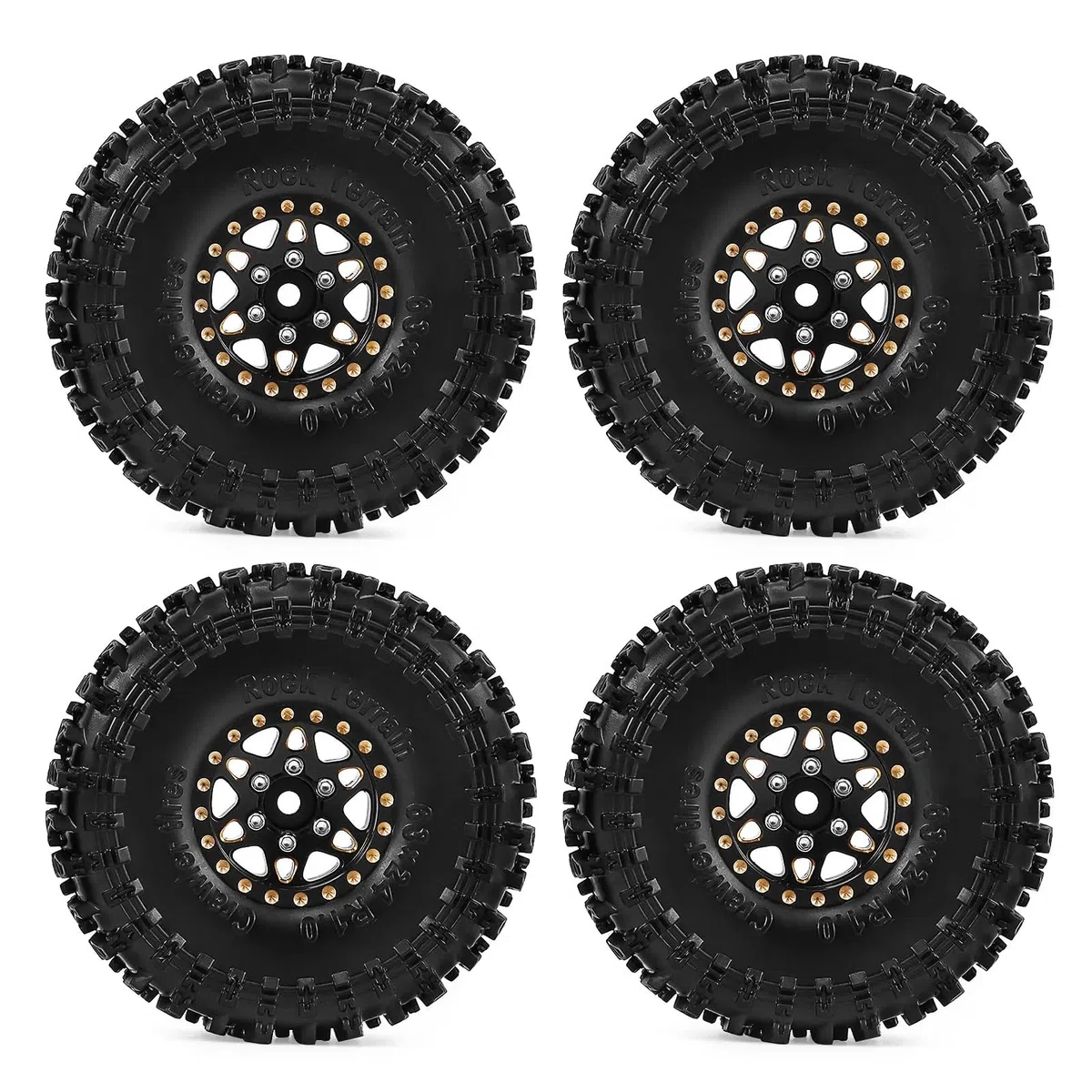 Für TRX4M Für SCX24 Für FCX24 Für FMS AX24 1/24 1/18 RC Crawler 4Pcs 1 Zoll Schwere Messing Rad Reifen Set Upgrade Teile RC Komponenten