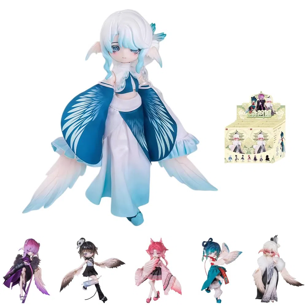 niannyyhouse BJD Blind Box Figuren, 1/8 Ball Jointed Doll with Clothes, Ancient Style Yunyu Pavilion Series, Action Figure Collectable (6PCs)