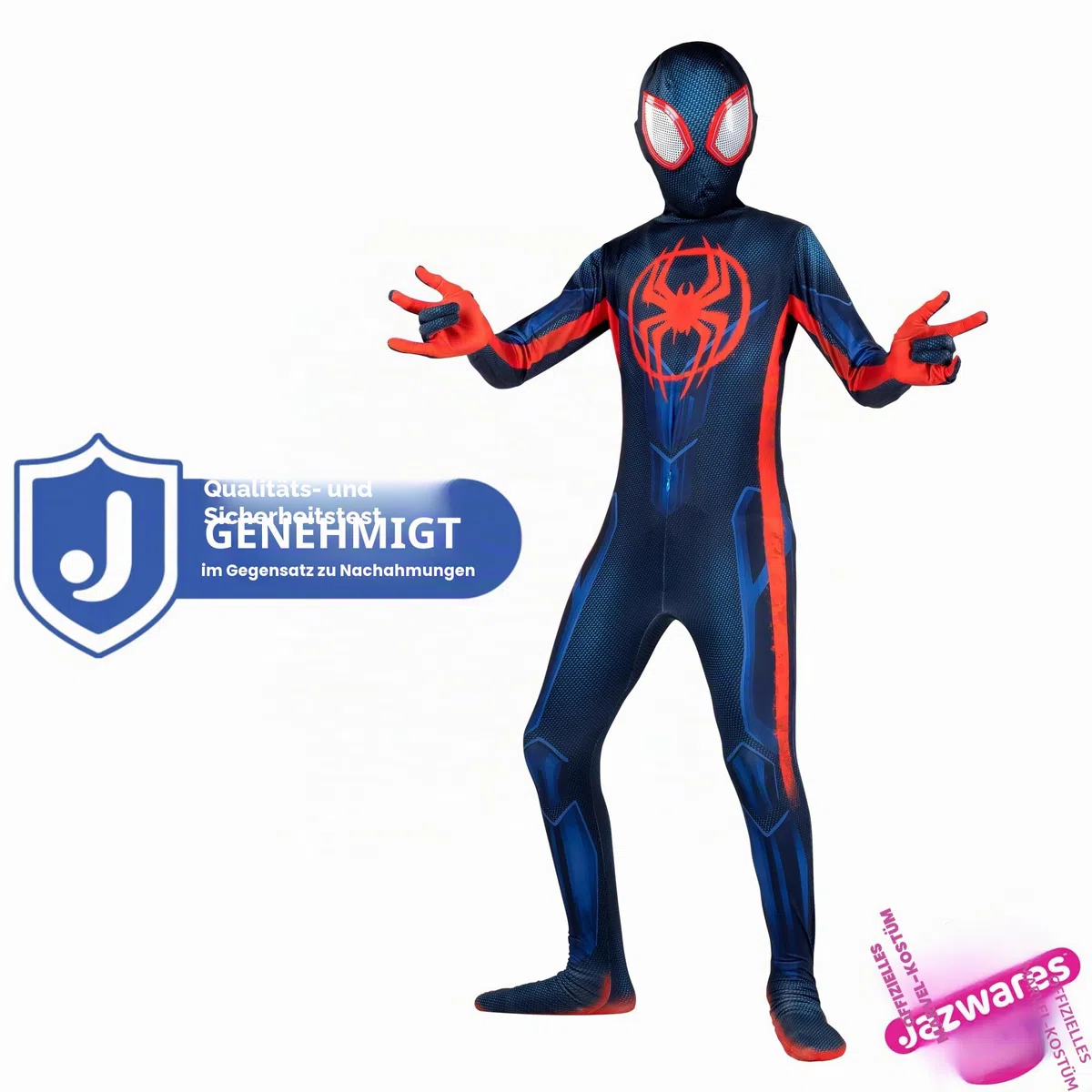 Marvel, Miles Morales: Spider-Man, Offizielles Zentai-Kostüm für Jugendliche, Stretch-Spandex, Mit versteckten Reißverschlüssen und Handgelenkschlitzen