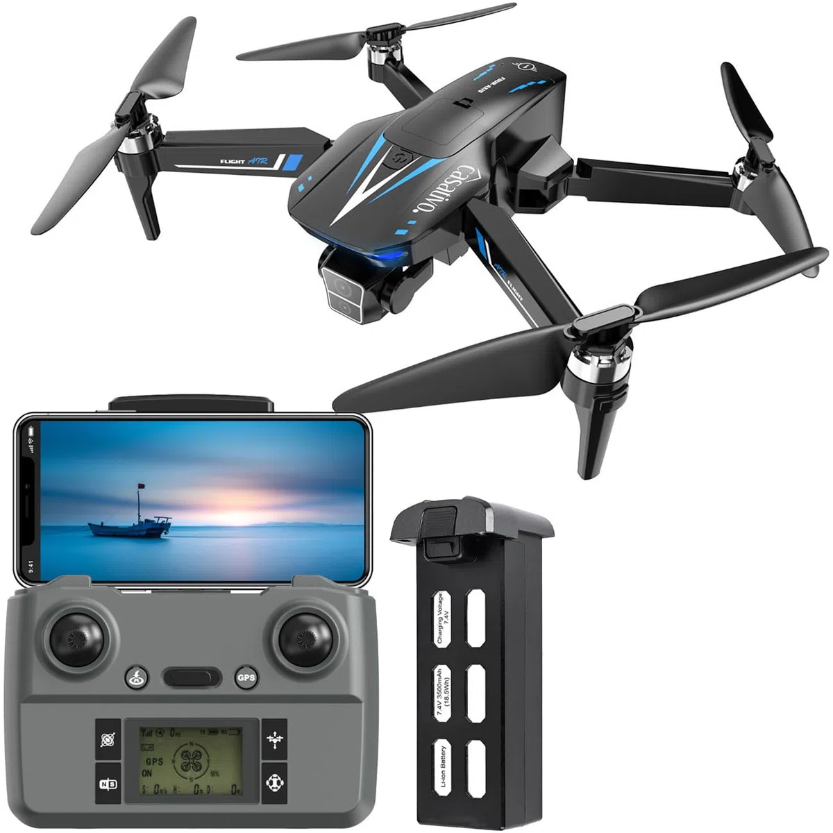 Profi GPS-Drohne mit Full-HD-Kamera, inkl. Ersatz-Akku: Gestochen scharfe Luftaufnahmen – 800m Reichweite & kompaktes Design für Abenteurer