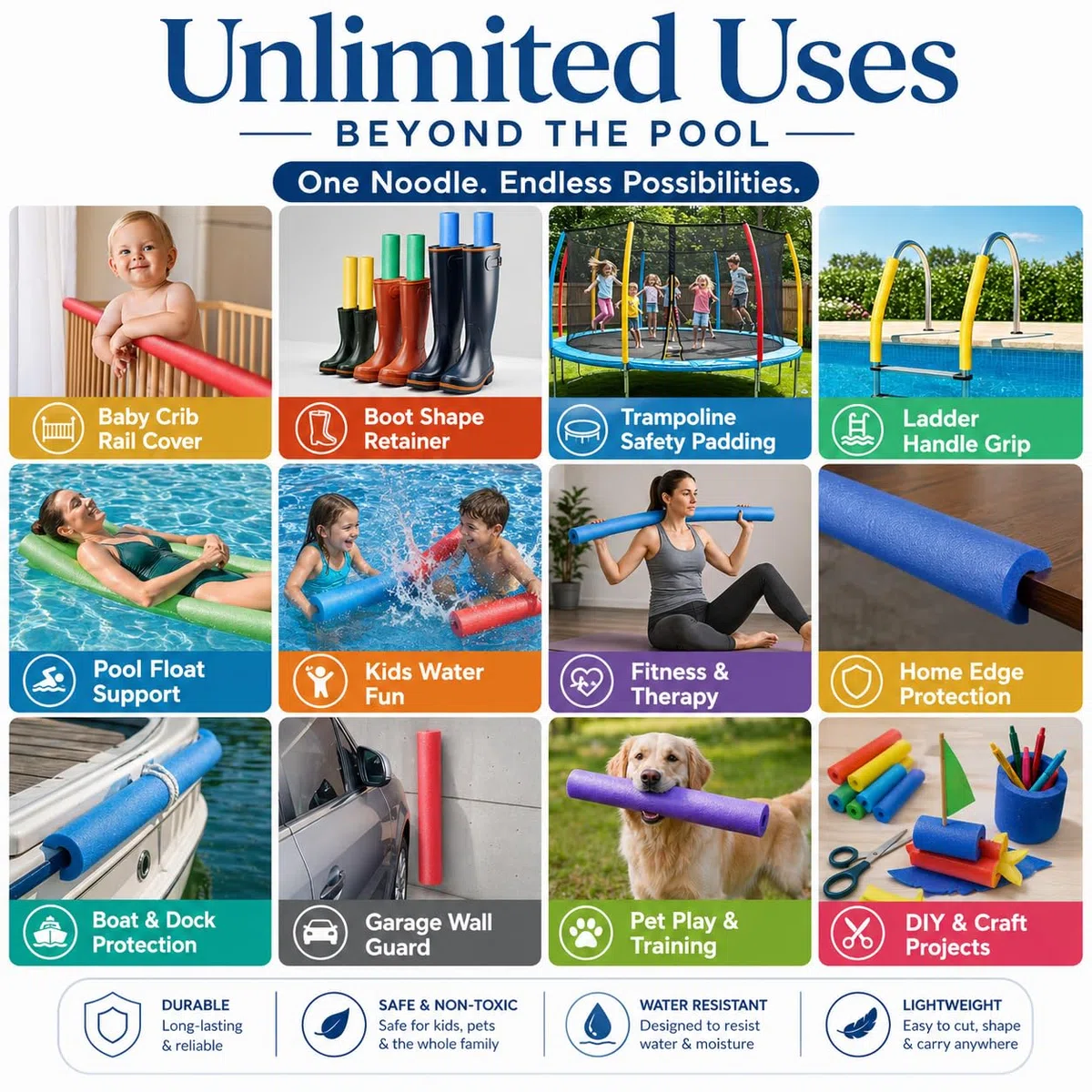 Play22 Pool Nudeln Schaumstoff, 6 Stück, weiche große rote Schaumstoffnudeln, Massen-Schwimmnudeln, Mehrzweck, schwimmendes Trainingsgerät, Übungshilfe, Bastelprojekte