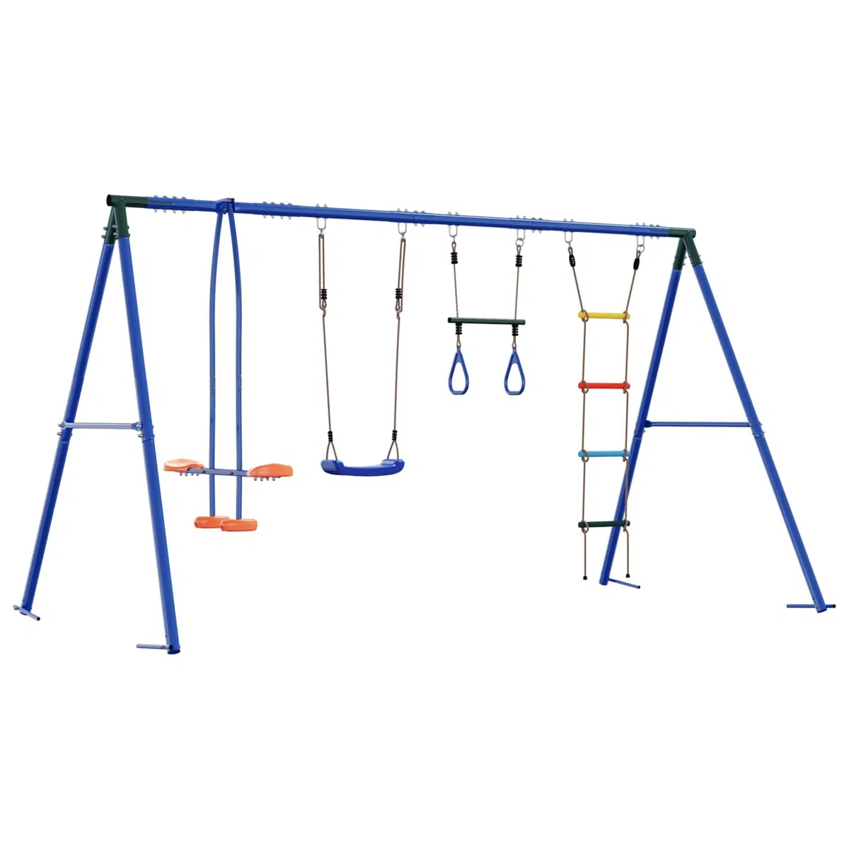 Outdoor Schaukelset mit Gestell, Stahl und PE, Mehrfarbig, 330x185x185 cm, für Kinder 3-10 Jahre, Garten Spielplatz3429832