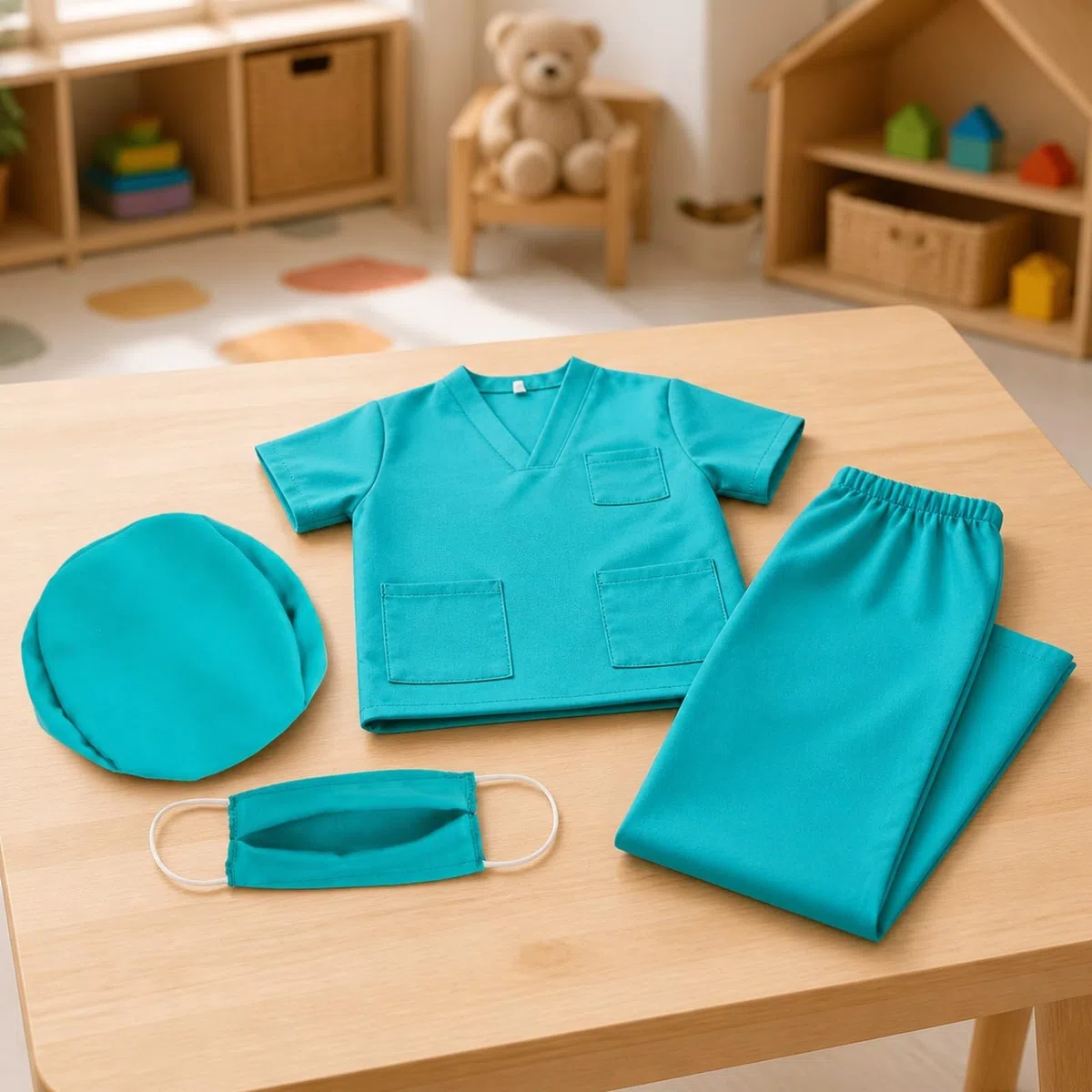 Kinder-Arztkostüm aus Polyester weich verarbeitet Krankenhaus-Rollenspielkostüm leicht Krankenschwesterkostüm für Rollenspiel, Schultheater, Fasching