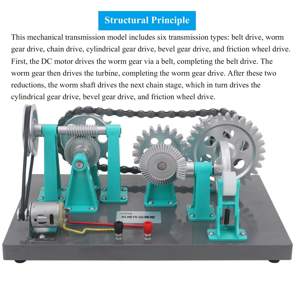 Pädagogisches mechanisches Getriebemodell mit Netzteil für klare Demonstration und einfache Bedienung