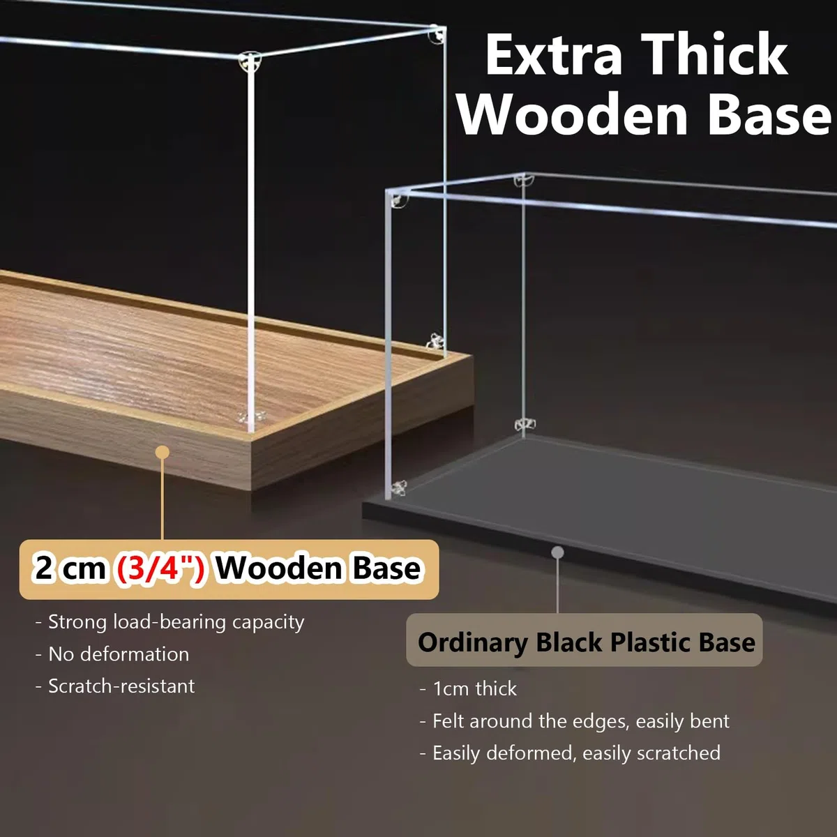 30 x 30 x 30 cm große Actionfiguren-Vitrine aus transparentem Acryl, staubdichte Aufbewahrungsbox mit Holzsockel, stapelbare Spielzeugpuppen-Organizer-Vitrine (30 x 30 x 30 cm)