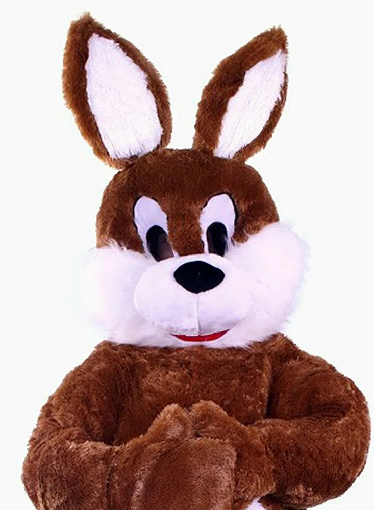 Hasen-Kostüm Super Deluxe | Bis Max.1,80m Körperlänge | Großer Bauch | Osterhase | Promotion-Qualität | Mit Kopf | Braun Weiß