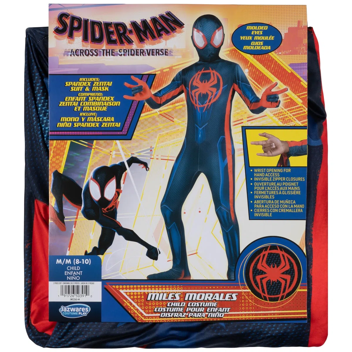Marvel, Miles Morales: Spider-Man, Offizielles Zentai-Kostüm für Jugendliche, Stretch-Spandex, Mit versteckten Reißverschlüssen und Handgelenkschlitzen