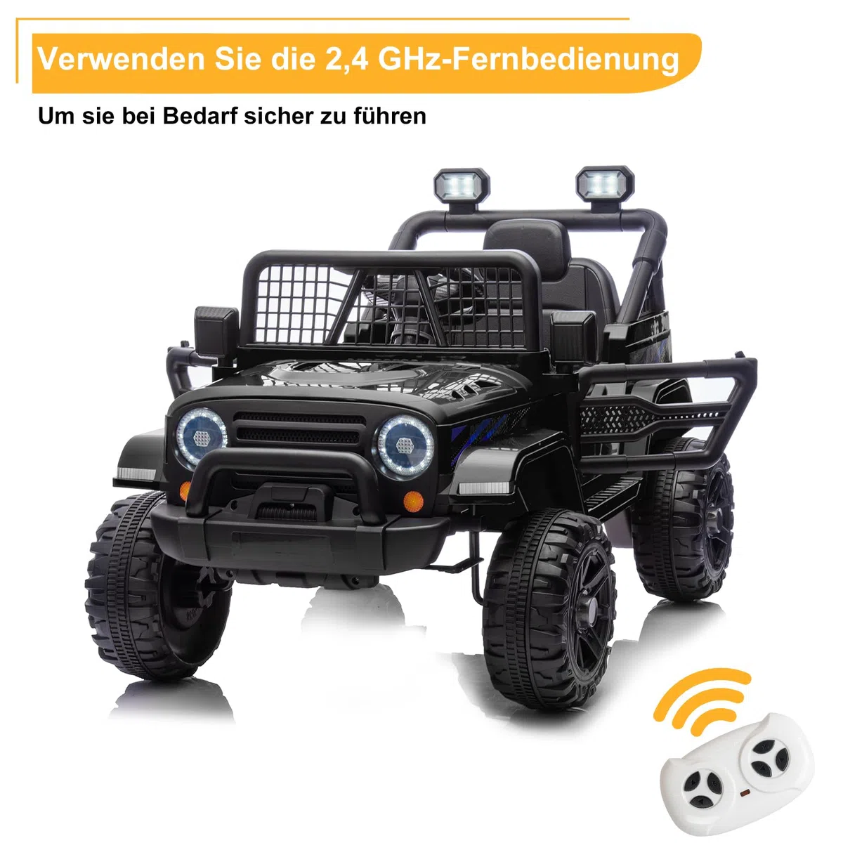 LALAHO Elektroauto für Kinder 12V Elektrofahrzeuge für Kinder (Schwarz 1)