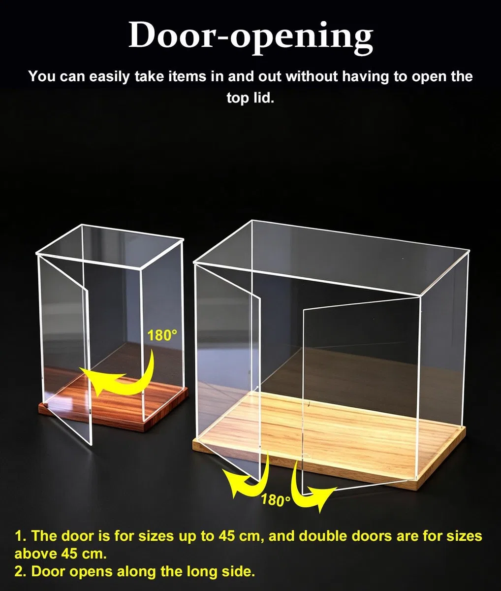 Acryl Vitrine Türöffnende Acryl-Vitrine, Stapelbar und Staubdicht