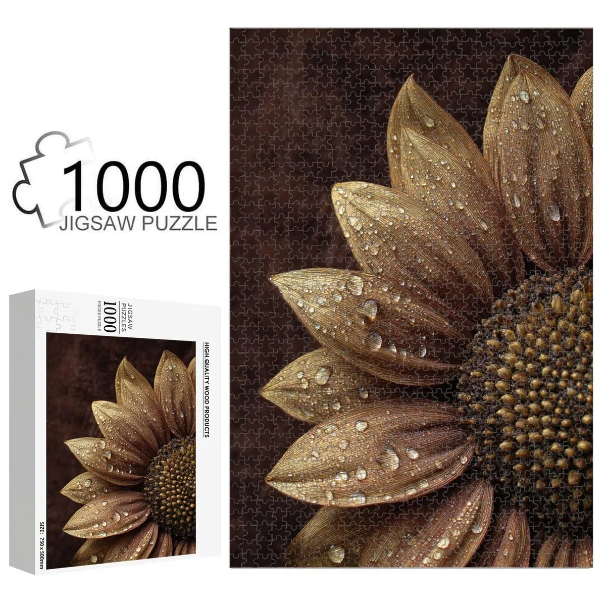 5000 Teile Puzzle für Erwachsene, Sonnenblume & Retro Holz Puzzle 1T#1988