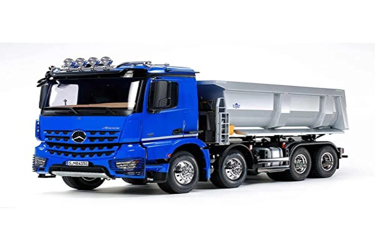 TAMIYA Bundle 56366 1:14 RC MB Arocs 4151 Kipper 8x4 + 56523 1:14 MFC-03 Truck-Multifunktionseinheit, schwarz, fernsteuerbarer, Lastwagen, LKW, Konstruktionsspielzeug, Modellbau, Basteln, LKW