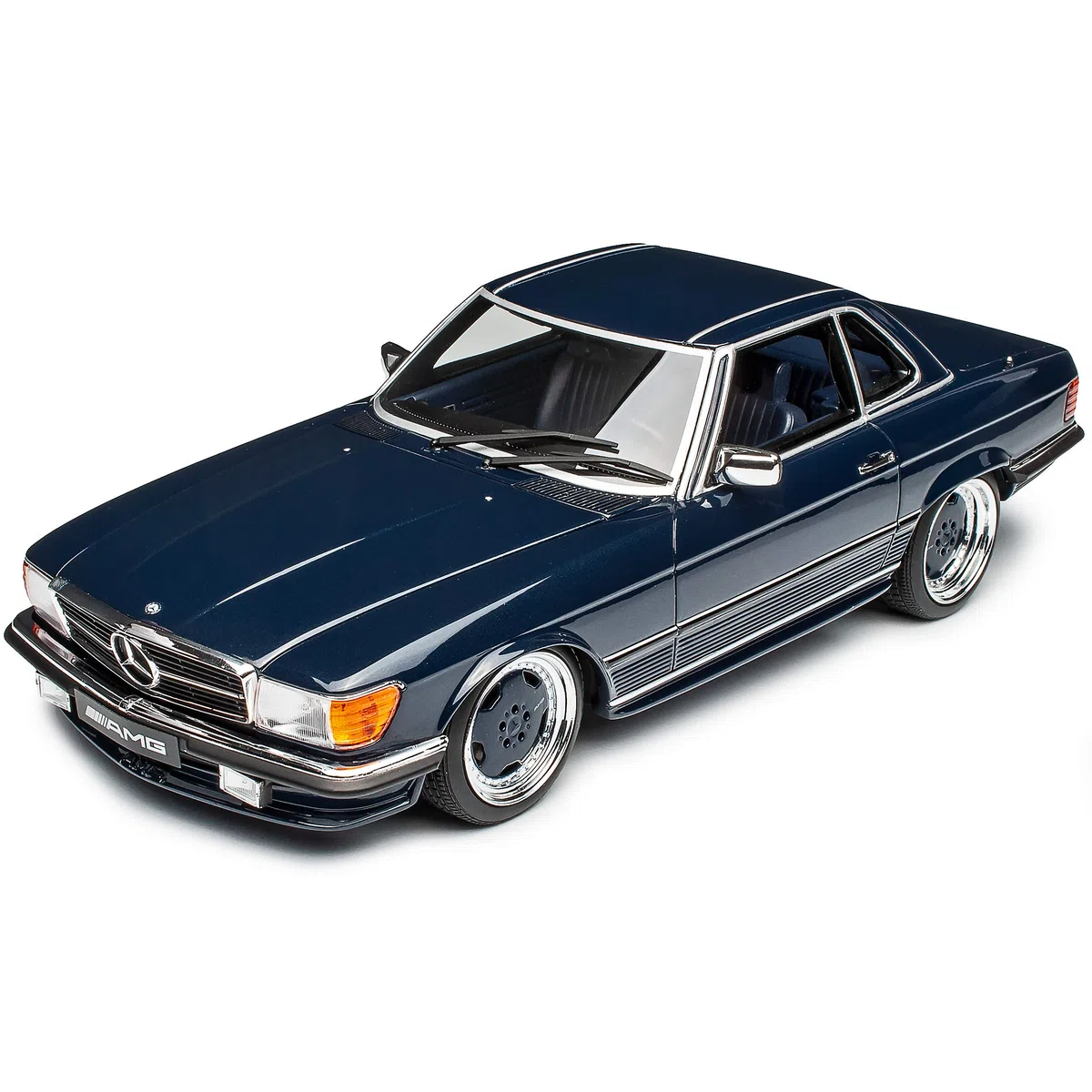 Mercedes-Benz SL-Klasse 560SL R107 Cabrio Blau Schwarz Metallic mit Hard Top 1971-1989 Nr 342 1/18 Otto Modell Auto