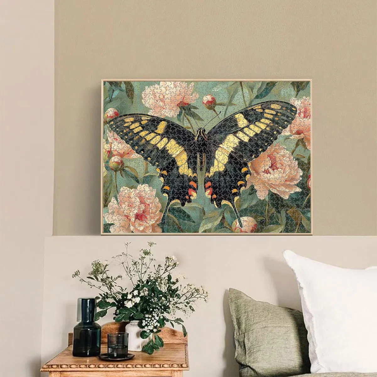 Puzzle 3000 Teile für Erwachsene, Schmetterling & Blume Holzpuzzle, 1T#289