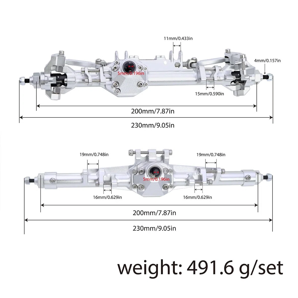 1/10 RC CNC-Aluminium Achsgehäuse für H10