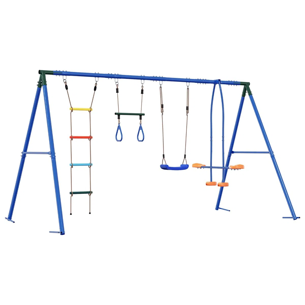 Outdoor Schaukelset mit Gestell, Stahl und PE, Mehrfarbig, 330x185x185 cm, für Kinder 3-10 Jahre, Garten Spielplatz3429832